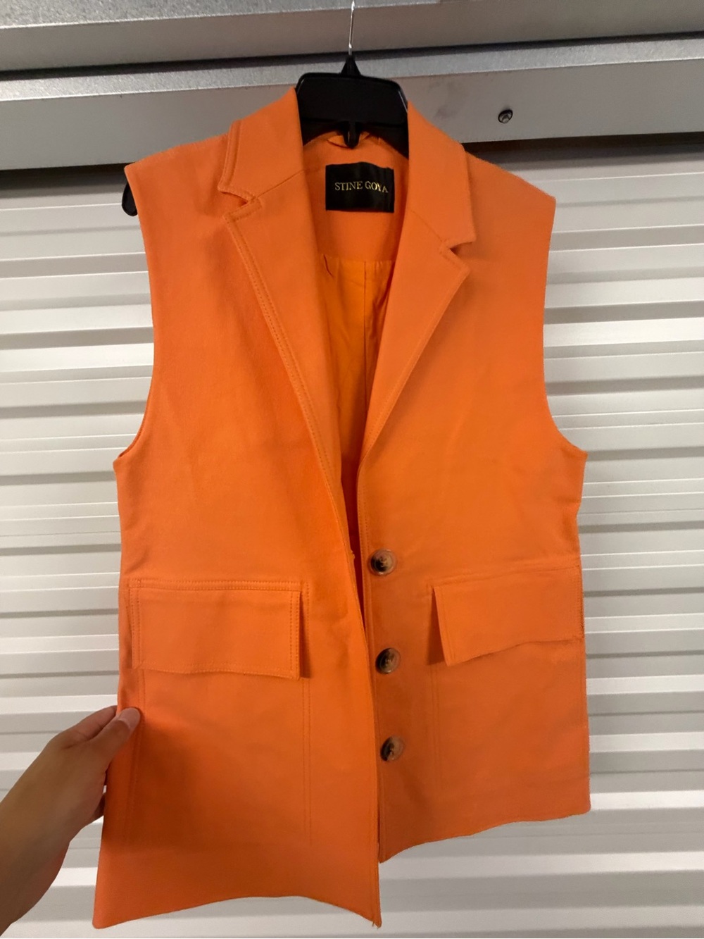 STINE GOYA Bright Orange Tailored Sleeveless Vest
